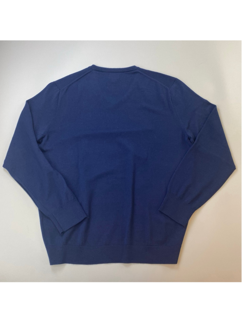 J.Crew Sweater Mens Large Blue Merino Wool V Neck Quiet Luxury Academic Heritage - Picture 2 of 10